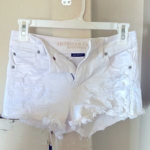 American Eagle Super Stretch High Rise White Denim Shortie